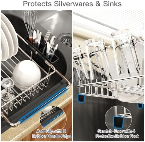 MAJALiS Expandable Dish Drying Rack Over Sink with Anti-Slip Grip - Image 4