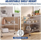 WORKPRO 40" 3-Tier Utility Cart, 330 LBS Capacity, Adjustable Shelves - Image 4