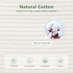 ECDYQXVU 15x10x9 Woven Cotton Rope Storage Basket, Leather Handles 2 Pack - Image 2