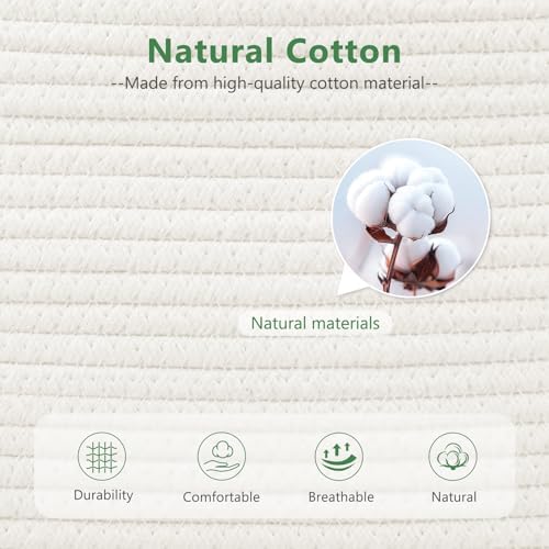 ECDYQXVU 15x10x9 Inch Woven Cotton Rope Storage Basket, 2 Pack - Image 2