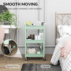 Steehoom 3-Tier Utility Rolling Cart with Cover Top Board, Mobile Utility Cart with Lockable Casters Multi-Functional Storage Trolley for Office, Bathroom, Kitchen, Garden, Laundry Room (Green) - Image 6