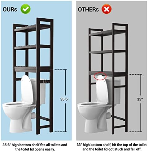 Homykic Over The Toilet Storage, 3-Tier Bamboo Bathroom Shelf, Espresso - Image 3