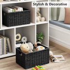 Vagusicc 2 Packs Large Wicker Storage Basket, Closet Storage Baskets Bins for Shelves, Decorative Collapsible Baskets for Organizing Clothes Toy Nursery Bathroom Organizers and Storage, Black - Image 7