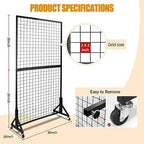 NectaCol 2 Packs 3'x 6' Two-Double Gridwall Panel Display Racks with Sturdy T-Base, Black Grid Wall Panels Display Stand, Display Rack Craft Show, Art Display Stand - Image 3