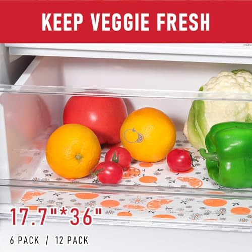 Cooyes Shelf Liners, 2-in-1 Non-Slip Fridge Mats, Absorb Excess Moisture, No-BPA Multiple Sizes for Glass Shelves, Kitchen Cabinets, Drawers (17.7 W x 36 L Inches, Dasiy-6 Pack) - Image 4