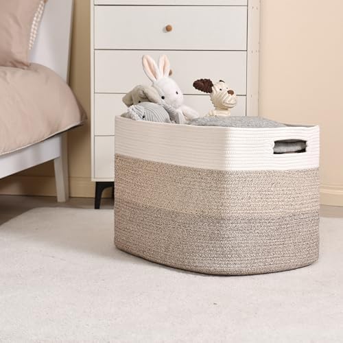 ICERZCZ Extra Large Blanket Basket for Living Room Gradient Brown 25x16x16 - Image 2