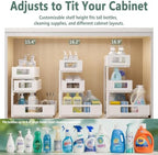 Under Sink Organizer, 3-Tier Height Adjustable Pull Out Cabinet Organizer - Image 2