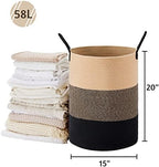 VIPOSCO 58L Tall Woven Laundry Basket Hamper, Brown Black - Image 5