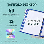 Tarifold Desktop Reference Display System, 40 Pockets, Expandable, Blue - Image 2
