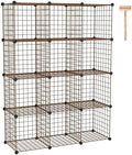 C&AHOME Wire Cube Storage, 12 - Cube Organizer Metal C Grids, Closet, Brown by CAHOME