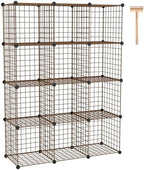 C&AHOME Wire Cube Storage, 12 - Cube Organizer Metal C Grids, Closet, Brown by CAHOME