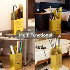 9.84" D x 7.87" W x 23.62" H Detachable Base Umbrella Stand - Elegant Raindrop Design, Water Collection Tray, Gold/Black Finish, Durable Home & Office Organizer - Image 3