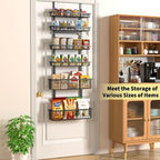 Moforoco 6-Tier Over The Door Pantry Organizer, Pantry Organization and Storage, Black Hanging Basket Wall Spice Rack Seasoning Shelves, Home & Kitchen Laundry Room Bathroom Essentials accessories - Image 2
