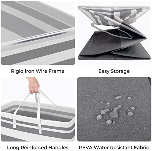 HomeHacks 2 Pack Large Laundry Baskets, Laundry Hampers Bags (Grey 100Lx2) - Image 2