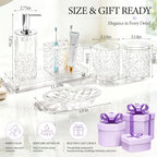 5-Piece Bathroom Accessories Set, Glass Soap Dispenser & Vanity Containers with Acrylic Toothbrush Holder and Tray - Image 3
