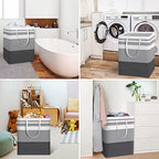 HomeHacks 2-Pack Large Laundry Basket, Waterproof, Freestanding Laundry Hamper, Collapsible Tall Clothes Hamper with Extended Handles for Clothes in The Dorm and Family Gradient Grey, 125L - Image 6