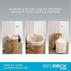 BIRDROCK HOME Round Laundry Hamper with Lid and Liner, Natural, 14.5”x26.5” - Image 4