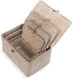 Wicker Basket with Lid, Seagrass Storage Basket, Woven Decorative Storage Baskets for Shelf Organizing, Whitewash - Image 6