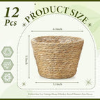 AceOrbit 12 Pcs Wicker Plant Basket Bulk with Liners Woven Planter Baskets Bulk for Indoor Outdoor Seagrass Plants Woven Wicker Baskets for Flower Pots Cover and Room Decor (Medium,Rustic) - Image 3