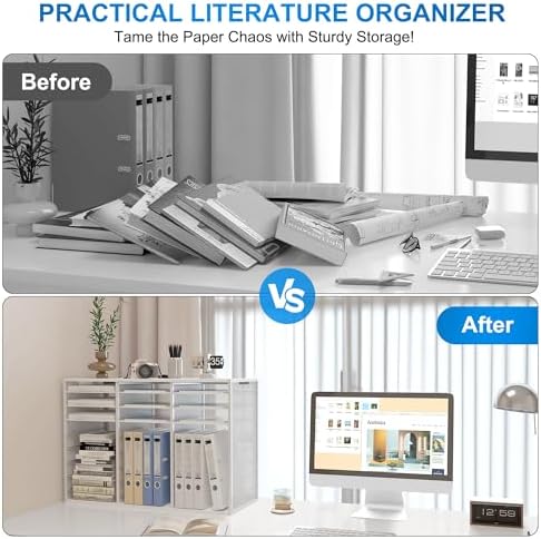Mail Sorter Adjustable Countertop Mail Holder, Heavy Duty Literature Organizer, Student Mailbox for Classroom, Desktop Bill Paper Organizer for Office Home School, 27 Compartments, White - Image 3