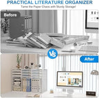 Mail Sorter Adjustable Countertop Mail Holder, Heavy Duty Literature Organizer, Student Mailbox for Classroom, Desktop Bill Paper Organizer for Office Home School, 27 Compartments, White - Image 3
