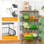 Gsiekare 4 Tier Fruit and Vegetable Basket for Kitchen with Wheels - Image 2