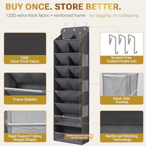 HOMELUX THEORY Hanging Shoe Organizer for Closet, 8-Tier, 120D, Blue - Image 6