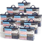 10 Pack Clear Storage Bags for Clothes, 22L Blanket Storage Bags, Under Bed Storage, Closet Organizers Bag, Upgraded Version Two-Way Zippers Design(Navy Blue) by Hopack