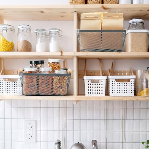 Ziliny 4 Pcs Mesh Wire Baskets for Organizing, Small, Dark Gray - Image 6