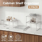Kitchen Cabinet Organizer Shelf, 2-Pack Clear Stackable Shelf Risers - Image 2