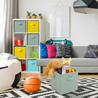 Stero 13x13x13 Inch Fabric Storage Bins 6 Pack Fun Colored Storage Cubes with Handles Foldable Cube Baskets for Home, Kids, Closet and Toys Organizer, Cyan, Green, Yellow - Image 6