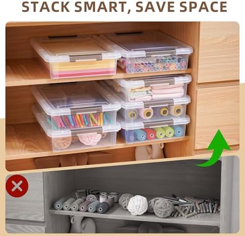 Citylife 10PC Storage Bins with Lids, Stackable Plastic Box, Paper Storage - Image 6