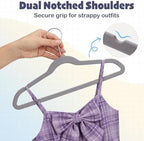 HOUSE DAY 14 Inch Kids Velvet Hangers 50 Pack, Durable Big Kid Hanger Grey - Image 6