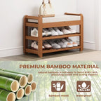 27.6" Shoe Rack Bench with Coat Rack, 2-Tier Entryway Storage Bench - Image 5