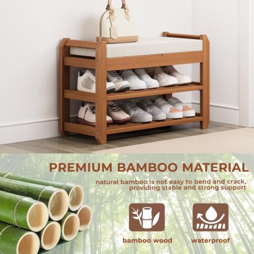 27.6" Shoe Rack Bench with Coat Rack, 2-Tier Entryway Storage Bench - Image 5