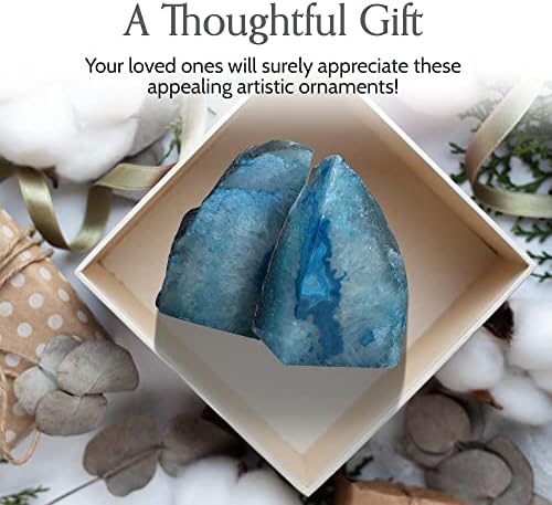Nature's Decorations Teal Agate Bookends - A-Quality XL Heavy Duty Geode, Turquoise & Aqua Statement Room Decor, Crystal Gift, 1 Pair (6-8 lbs) - Image 7