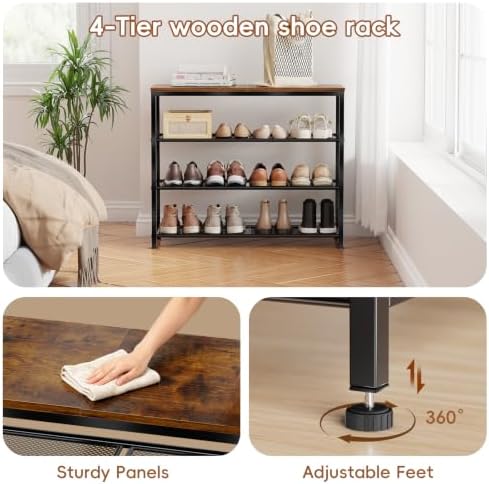 4 Tier Metal Shoe Rack for Entryway, 31" Wide Shoe Storage Organizer - Image 5