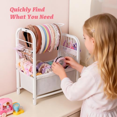 Hair Accessories Organizer, Metal Headband Holder Stand in White - Image 6