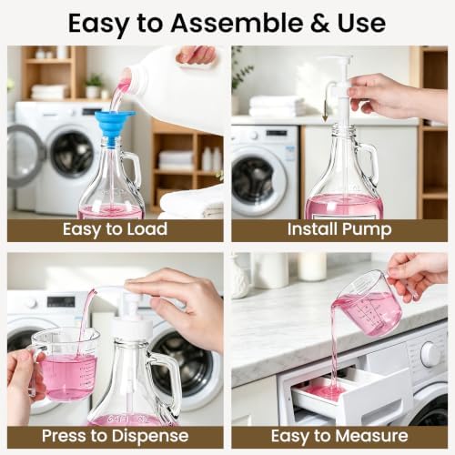 2 Pcs Glass Laundry Detergent Dispensers, 64 oz - Image 4