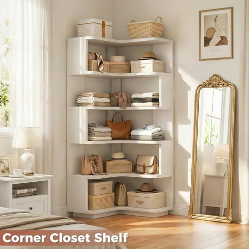 Besiost Corner Book Shelf, 6-Shelf Corner Bookshelf for Small Corner Spaces - Image 7