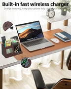 Desk Organizer with Wireless Charger, Digital Clock, Thermometer & Hygrometer - Multi-Functional Pencil Holder, Office Desk Accessories Storage Caddy for Home, Office, Men, Women (Battery Included) - Image 2