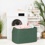 MINTWOOD Design 112L Extra Large Blanket Basket Holder Living Room, 25"x17"x16" Rectangle Rope Woven Storage Basket with Handles for Laundry, Towels, Shoes, Dog Toy Organizer Bin Box, Green - Image 4