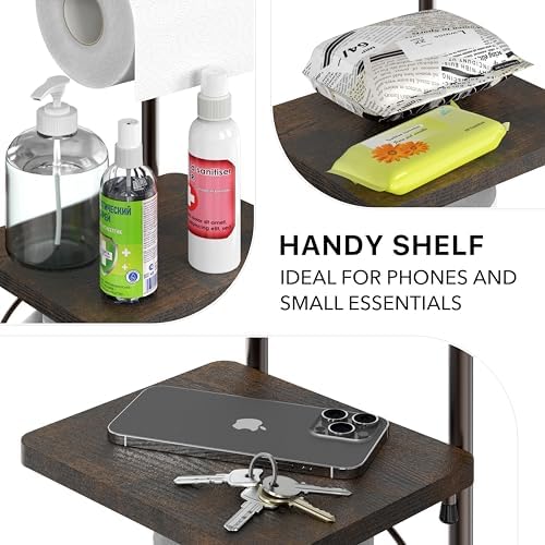 Simple Houseware English Style Toilet Paper Stand Holder w/Woodtop, Bronze - Image 4