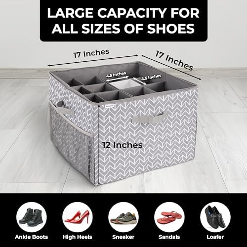 ALCOVA 2-Pack Shoe Organizer for Closet, 32 Pairs, Clear Lid - Gray - Image 4