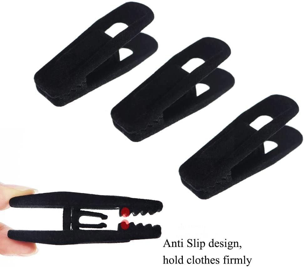 TOFIIGREM Black Velvet Hanger Clips (60-Pack), Strong Finger Clips for Velvet Hangers, Skirt Hanger Clips Fit for Flocking Hangers - Image 6