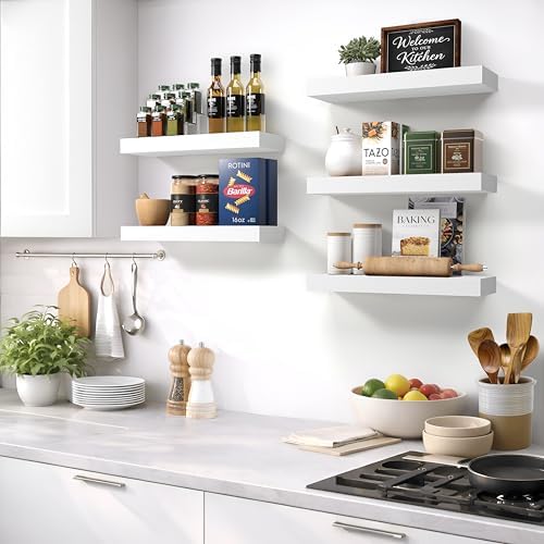 Sorbus 16 Inch Floating Shelves for Wall (5 Pack, White) - Image 5