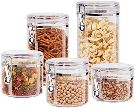 Oggi Clear Canister Set with Clamp Lids (5pc) | Airtight Food Storage Containers - Image 2