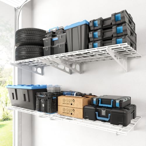 FLEXIMOUNTS 4-Pack 2x3ft Garage Shelving, 24"x72" Storage Shelves, White by FLEXIMOUNTS