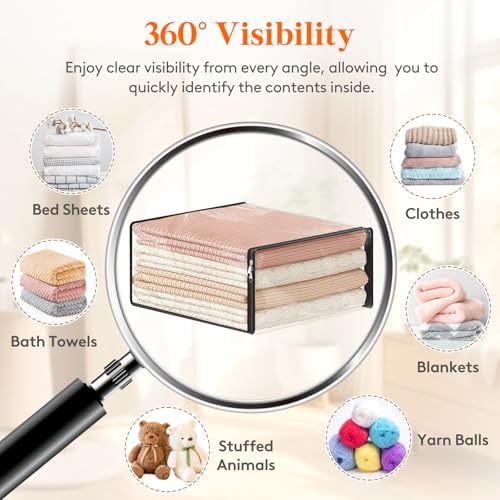 Lifewit 36L Clear Sheet Storage Bags with Zipper 8 Pack, Plastic Sweater Storage Bins for Clothing, Vinyl Foldable Clothes Containers Organizers for Closet, Blankets, Bedding 17.7 x 15.7 x 7.9 Inch - Image 4
