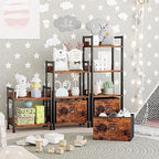 Furologee 4 Tier Bookshelf with Drawer, Small Narrow Bookcase, Rustic Brown - Image 2